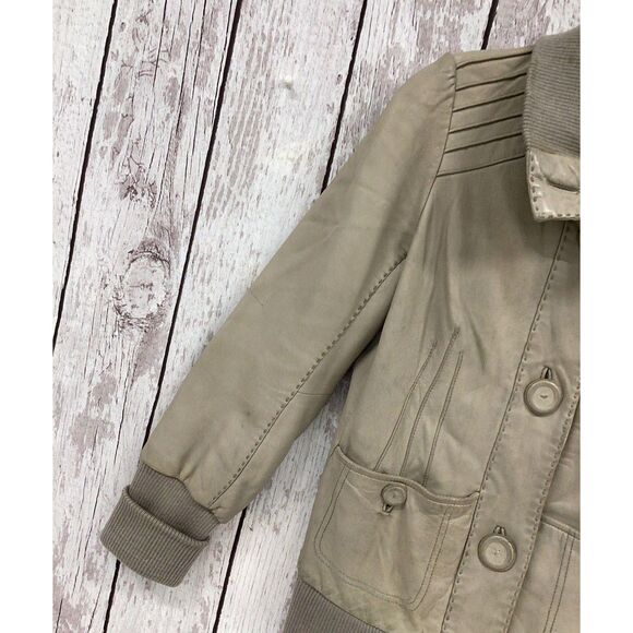 Mackage veil leather wool vintage tan beige jacket bomber sz. M - Picture 5 of 7